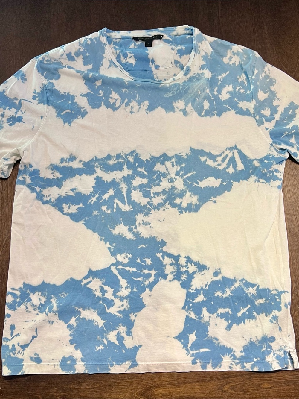 John Varvatos Blue and White Tie-Dye Crew Neck T-Shirt rare